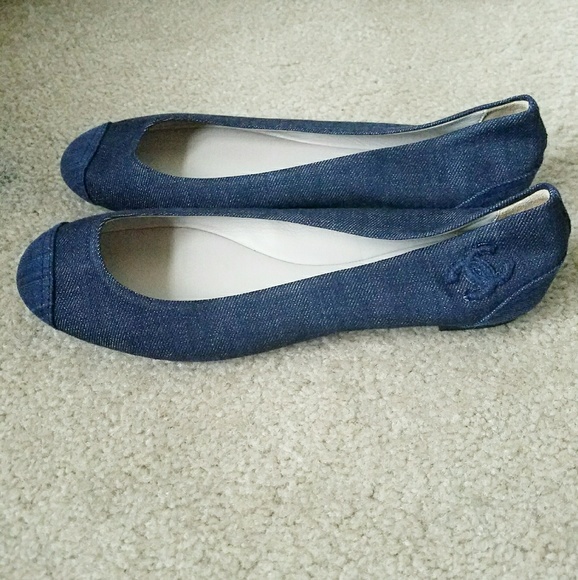 chanel denim flats